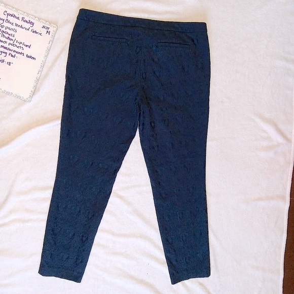 Cynthia Rowley EUC Navy Blue Textured Cropped Ankle Pants size 14 - Picture 8 of 8